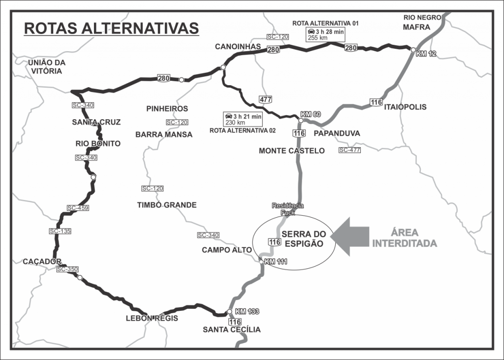 Rotas Alternativas BR 116 - Santa Catarina