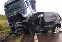 Colisão de carro com carreta deixa um homem morto na BR-163, no MS