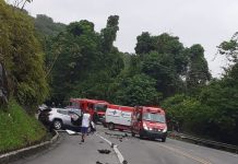 Colisão frontal deixa cinco feridos na BR-101, em Angra dos Reis
