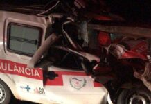 Casal morre na BR-365 em colisão entre ambulância e caminhão, em MG