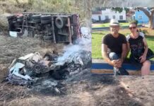 Grave acidente na MGC-381 mata duas pessoas carbonizadas, em Minas