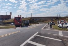 Ônibus e utilitário batem na SP-101 e duas pessoas morrem, em Capivari