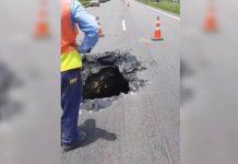 Afundamento em faixa da SP-300 interdita pista sentido Itu, em Jundiaí