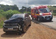 Homem fica ferido em acidente no cruzamento da BR-365 com Estrada da Serrinha, em MG