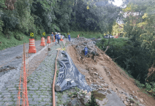 Atingida por quedas de barreira, Estrada da Graciosa, no Paraná, ainda está em obras