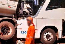 Acidente com ônibus irregular e carretas na MT-235 deixa 1 morto e 4 feridos