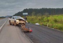 Motociclista morre em colisão com camionete na BR-280, em Santa Catarina