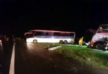 Ônibus da Guanabara (Útil) sai da pista na Dutra e deixa ao menos 9 feridos