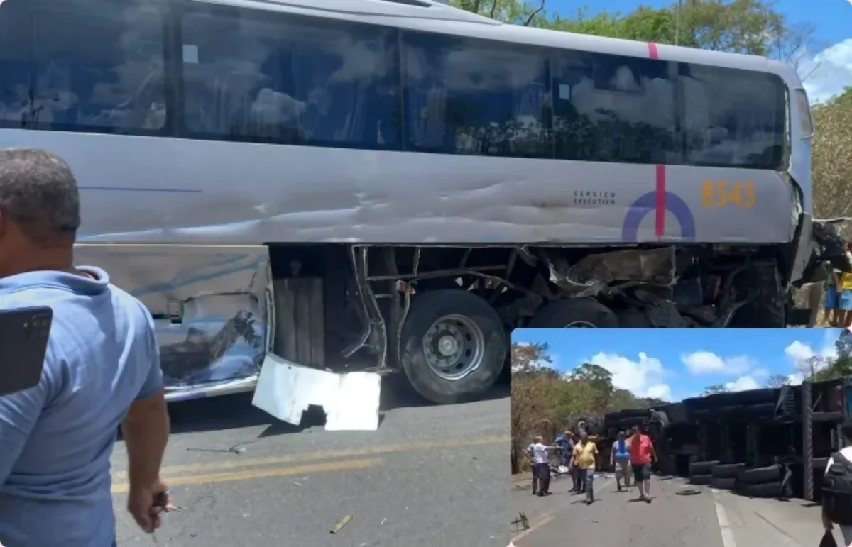 Engate provoca acidente com ônibus e carreta na BR-101/BA