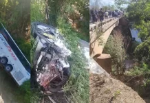 Ônibus da Trans Minas cai de ponte na BR-116/MG após colisão e ao menos 6 pessoas morrem