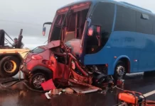 Acidente entre ônibus e carro mata 4 pessoas da mesma família na MS-338