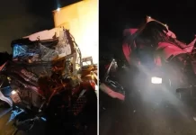 Acidente entre carretas na Bandeirantes deixa motorista gravemente ferido