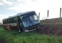 Ônibus da Rápido Campinas sai da pista na SP-147 e deixa feridos, em Piracicaba