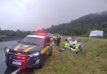 VÍDEO: PRF é atropelada na BR-116, em Campina Grande do Sul (PR)