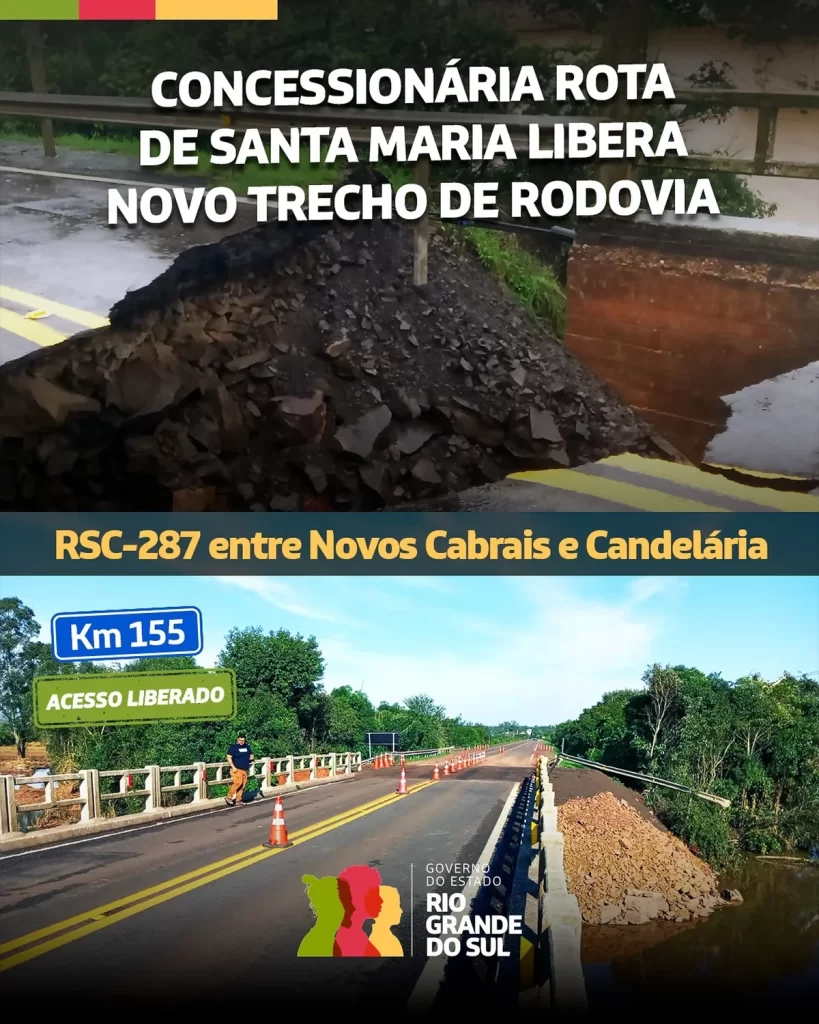 VÍDEO: Rota de Santa Maria libera tráfego na ponte sobre o Rio Taquari, na RSC-287