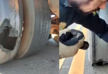 Carreta é flagrada sem cronotacógrafo e com pneus carecas na BR-163/MS Carreta é flagrada sem cronotacógrafo e com pneus carecas na BR-163/MS