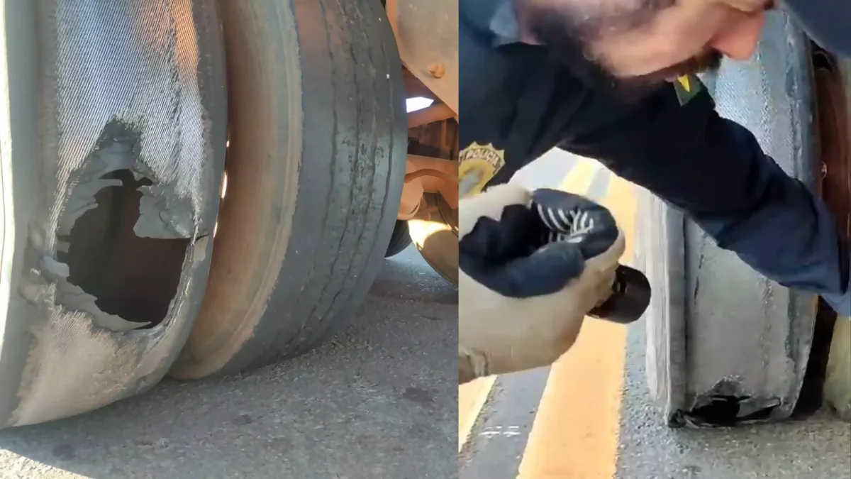 Carreta é flagrada sem cronotacógrafo e com pneus carecas na BR-163/MS Carreta é flagrada sem cronotacógrafo e com pneus carecas na BR-163/MS