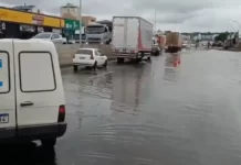 Nível do Rio dos Sinos sobe e trecho da BR-116/RS tem tráfego restrito, em São Leopoldo