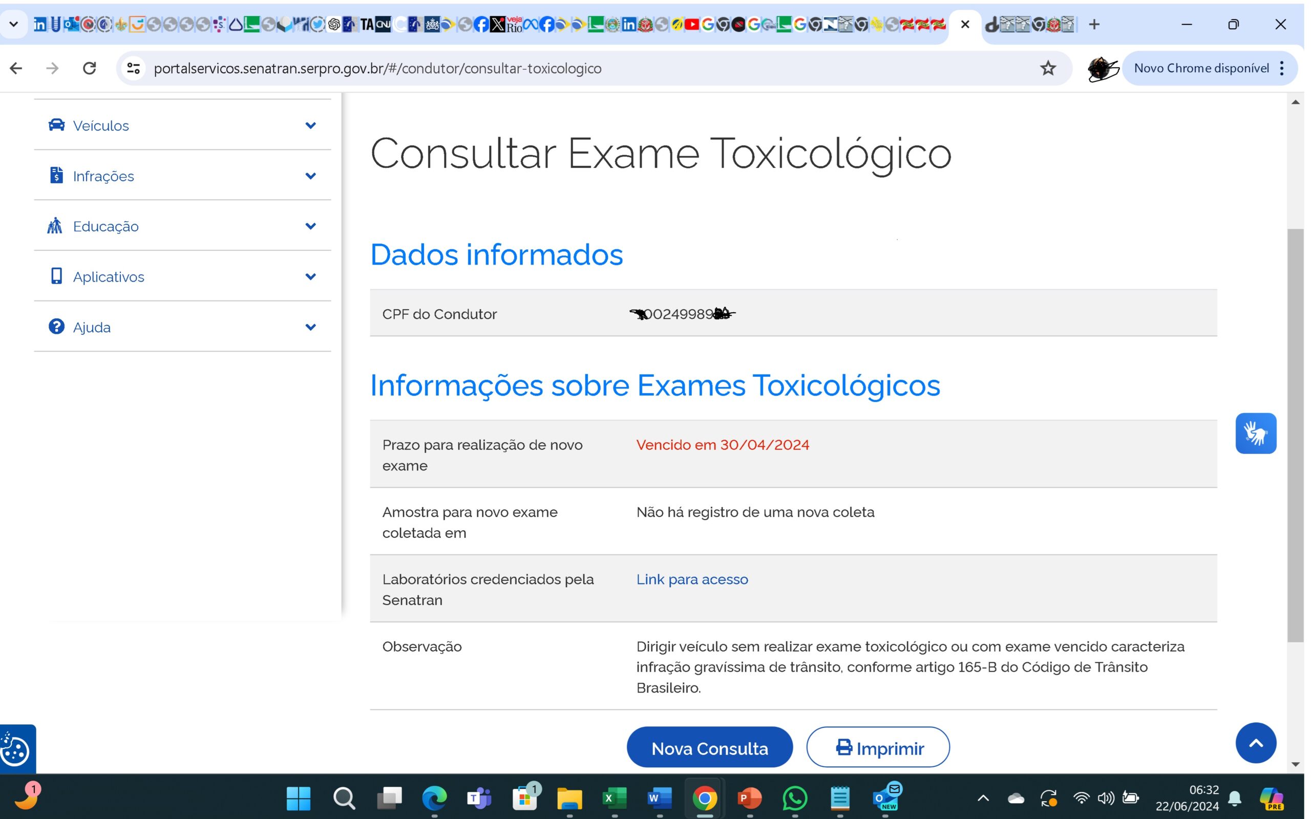 Motorista da carreta sem seis pneus está com toxicológico vencido Motorista da carreta sem seis pneus está com toxicológico vencido