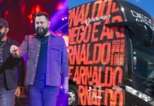 Ônibus de dupla sertaneja se envolve em acidente na BR-364/MT. Veículo tem 20 multas Ônibus da dupla Diego e Arnaldo se envolve em acidente na BR-364/MT
