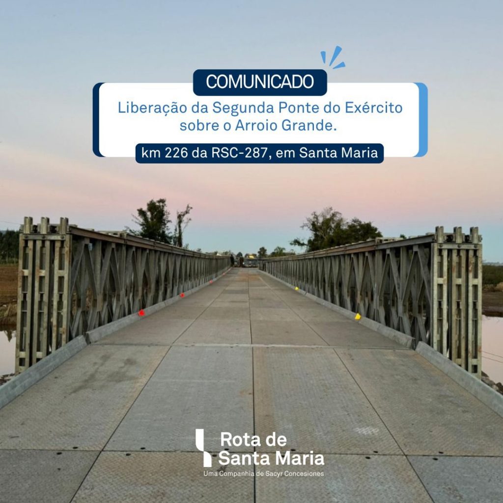 Liberado o tráfego na segunda ponte provisória na RSC-287