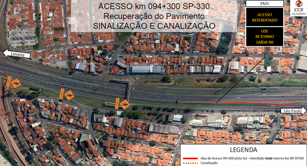 Via Anhanguera (SP-330) terá interdições em Vinhedo (SP) e Campinas (SP)