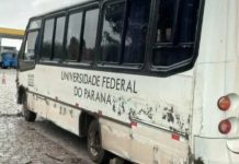 Ônibus com 20 estudantes se envolve em acidente na BR-277/PR Ônibus com 20 estudantes se envolve em acidente na BR-277/PR