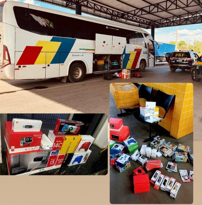 Carga de eletrônicos sem nota fiscal é apreendida em ônibus na BR-242, em Barreiras (BA) Carga de eletrônicos sem nota fiscal é apreendida em ônibus na BR-242, em Barreiras (BA)