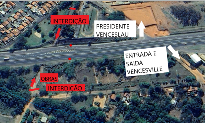 Passagem da Raposo Tavares, em Presidente Venceslau (SP), é interditada para obras Passagem da Raposo Tavares, em Presidente Venceslau (SP), é interditada para obras