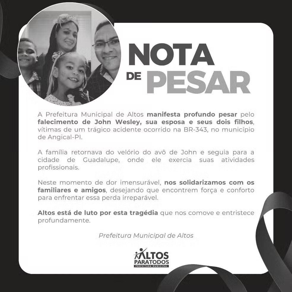 Quatro pessoas da mesma família morrem carbonizados em acidente na BR-343/PI