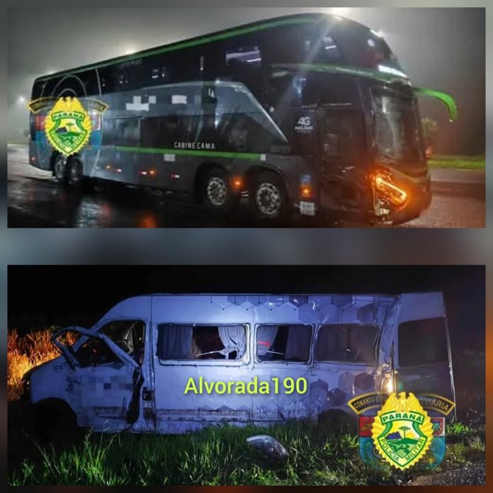 Acidente na PR-444, entre ônibus e van, deixa feridos em Arapongas