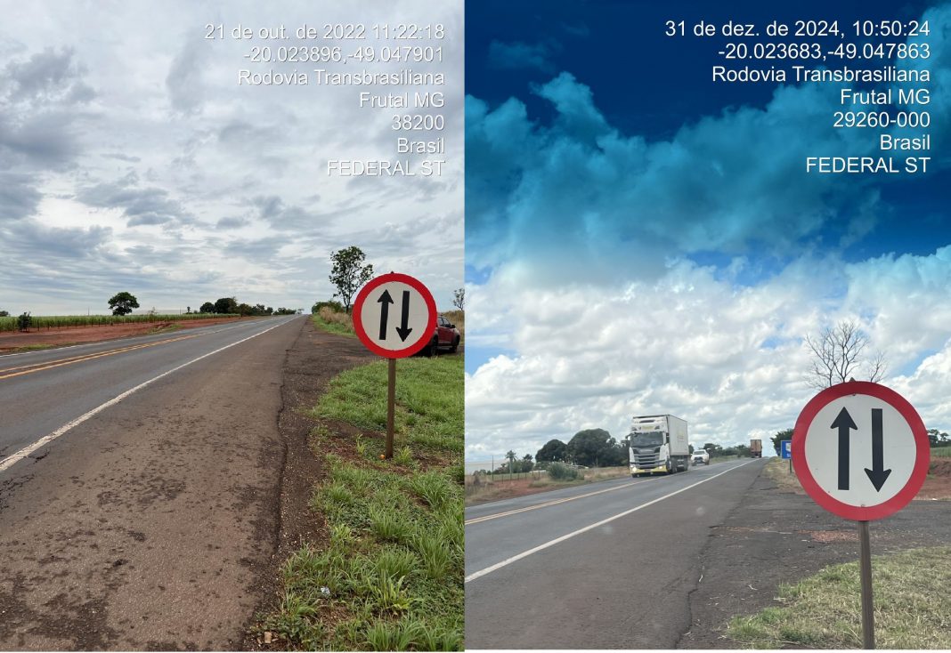 Imagem comparativa da BR153