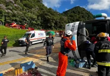 VÍDEO: Ônibus tomba na Serra Dona Francisca na SC-418 e deixa mais de 20 feridos VÍDEO: Ônibus tomba na Serra Dona Francisca na SC-418 e deixa mais de 20 feridos