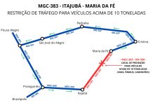 Caminhões e ônibus têm restrição de tráfego na MGC-383, no Sul de Minas Caminhões e ônibus têm restrição de tráfego na MGC-383, no Sul de Minas