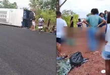 Ônibus tomba na PI-223 e deixa passageiros feridos, entre Altos e Beneditinos Ônibus tomba na PI-223 e deixa passageiros feridos, entre Altos e Beneditinos