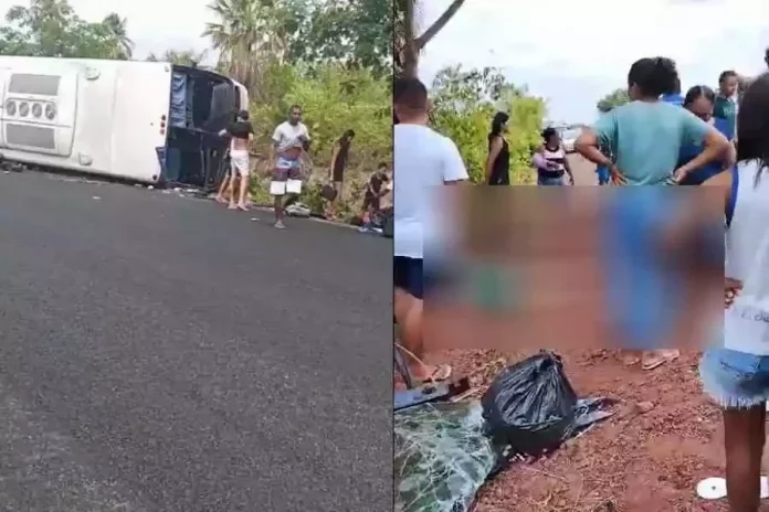 Ônibus tomba na PI-223 e deixa passageiros feridos, entre Altos e Beneditinos Ônibus tomba na PI-223 e deixa passageiros feridos, entre Altos e Beneditinos