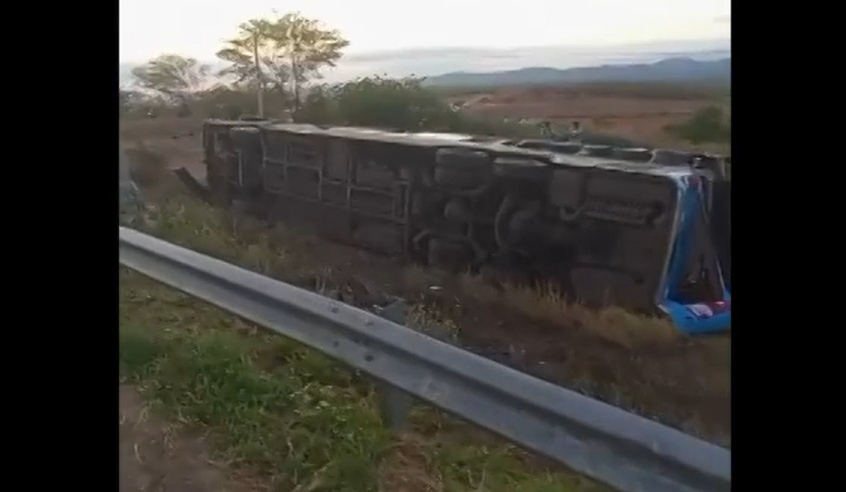 Ônibus da Progresso atropela cavalo, tomba e deixa 14 feridos, na BR-232/PE, em Serra Talhada
