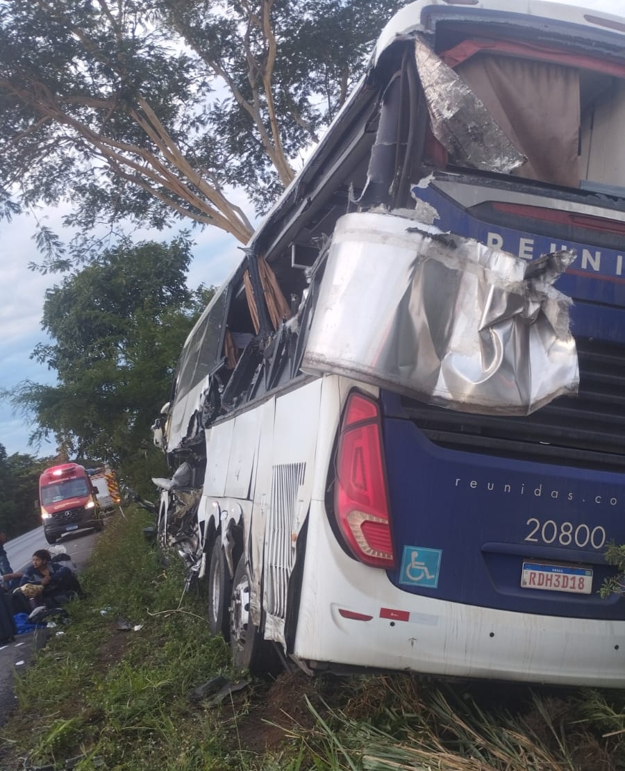 Acidente entre ônibus e caminhão na BR-020/GO deixa 1 morto, em Alvorada do Norte
