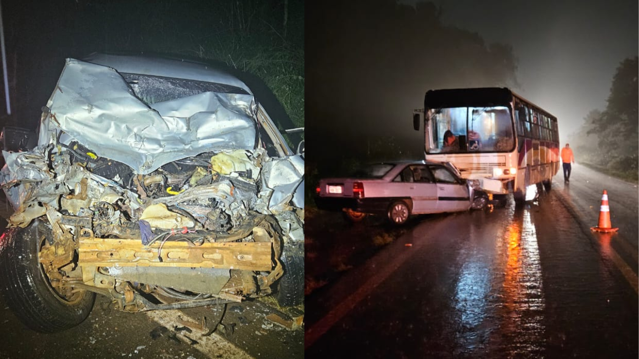 Jovem morre e 6 ficam feridos em colisão de carro com ônibus de trabalhadores rurais na MG-428