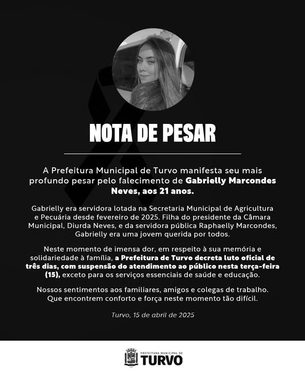 Filha do presidente da Câmara de Turvo, no PR, morre em acidente na PRC-466
