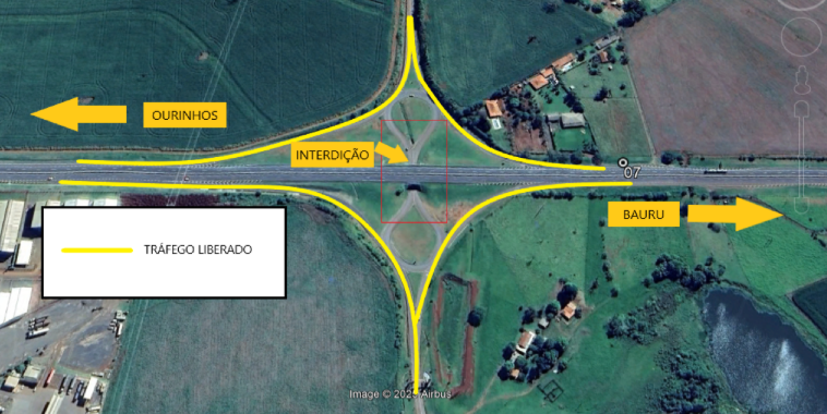Alargamento de rotatória altera o tráfego na SP-327, em Santa Cruz do Rio Pardo