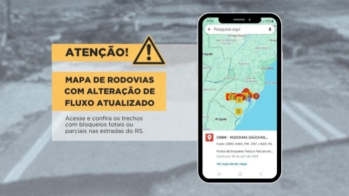 Usuários de rodovias do Rio Grande do Sul passam a contar com um mapa, que dispõe de informações sobre interdições em tempo real.