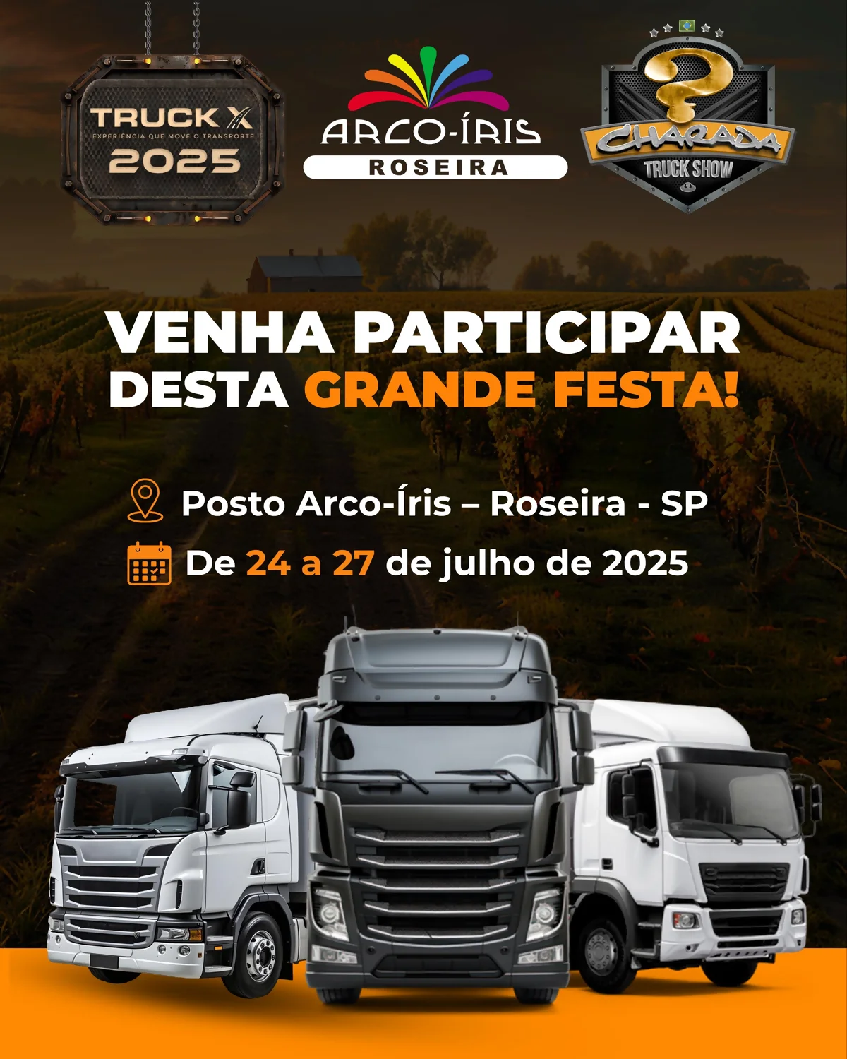 Posto Arco-Íris recebe a edição 2025 do Truck X & Charada Truck Show, em julho