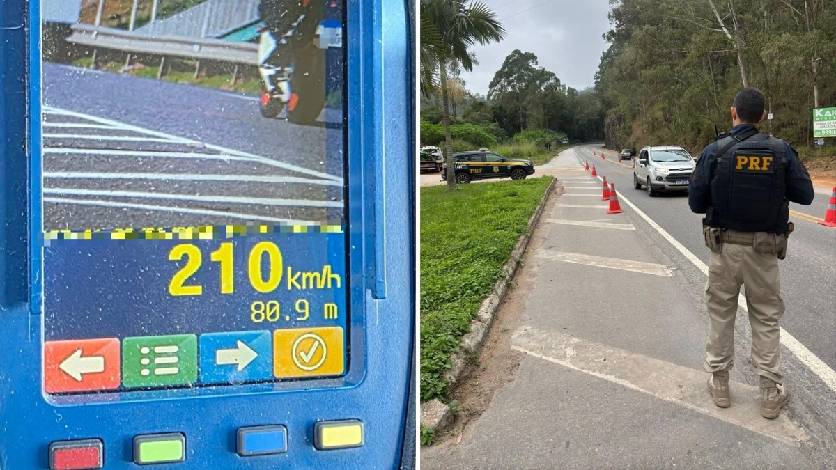 Motoqueiro a 210km/h é flagrado na BR-101/ES, em Guarapari