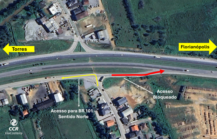 Obras alteram o tráfego em acesso à BR-101 Sul/SC, em Paulo Lopes Obras alteram o tráfego em acesso à BR-101 Sul/SC, em Paulo Lopes