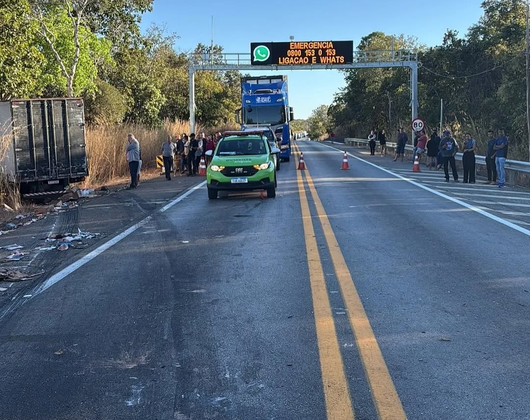 VÍDEO: Acidente na BR-153/GO entre micro-ônibus e carreta deixa 5 mortos