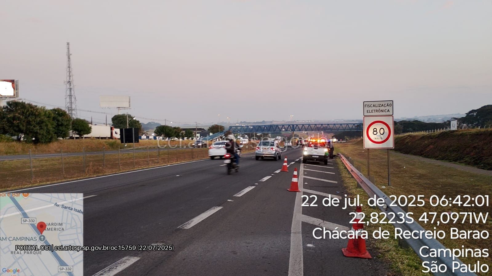 Pedestre é atropelado e morto no acostamento da SP-332, em Campinas; veículo evadiu-se do local
