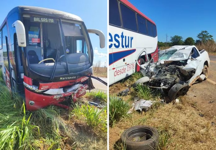 Acidente entre ônibus e picape mata guarda metropolitano de Palmas, na TO-050 Acidente entre ônibus e picape mata guarda metropolitano de Palmas, na TO-050