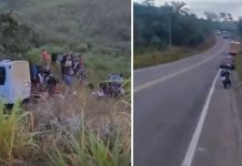 Trabalhadores ficam feridos em acidente com ônibus na ES-209, em Pedro Canário Trabalhadores ficam feridos em acidente com ônibus na ES-209, em Pedro Canário