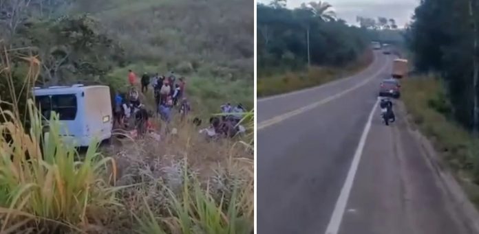 Trabalhadores ficam feridos em acidente com ônibus na ES-209, em Pedro Canário Trabalhadores ficam feridos em acidente com ônibus na ES-209, em Pedro Canário